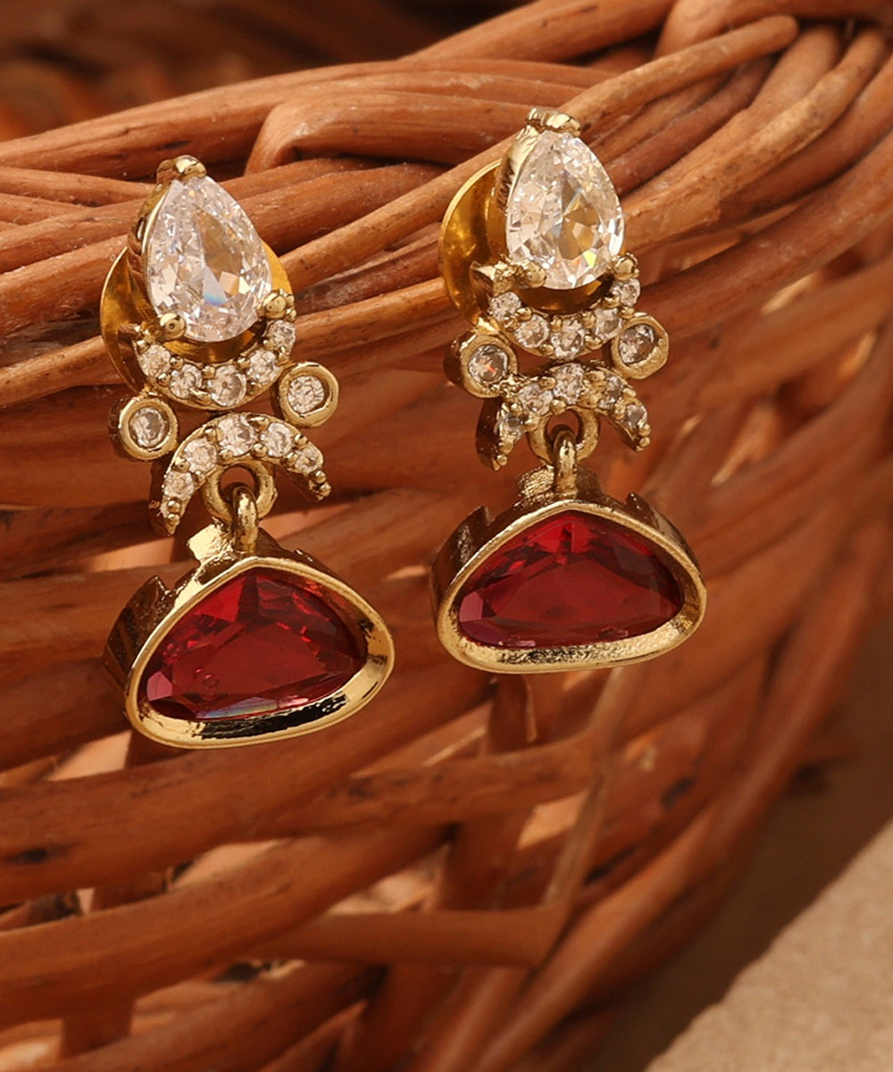 Crimson Elegance Gold Plated Necklace Set