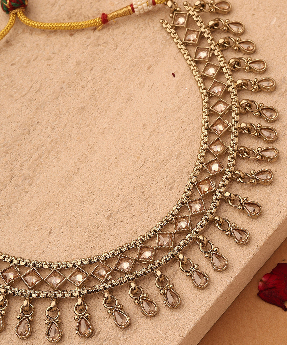 Transparent Elegance Gold Necklace Set
