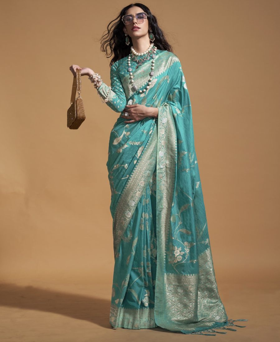 Women Zari Woven Saree with Tassels
