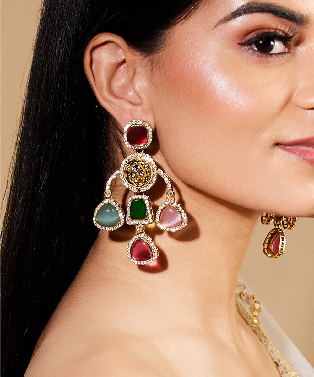 Multicolor Contemporary Crystal Drop Earrings