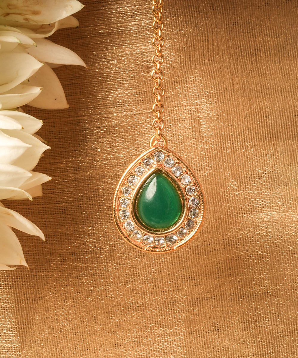 Green Stone Alloy Necklace Sets