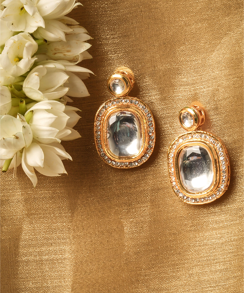 Stone Necklace and Earrings Set with White Stone Embellishments