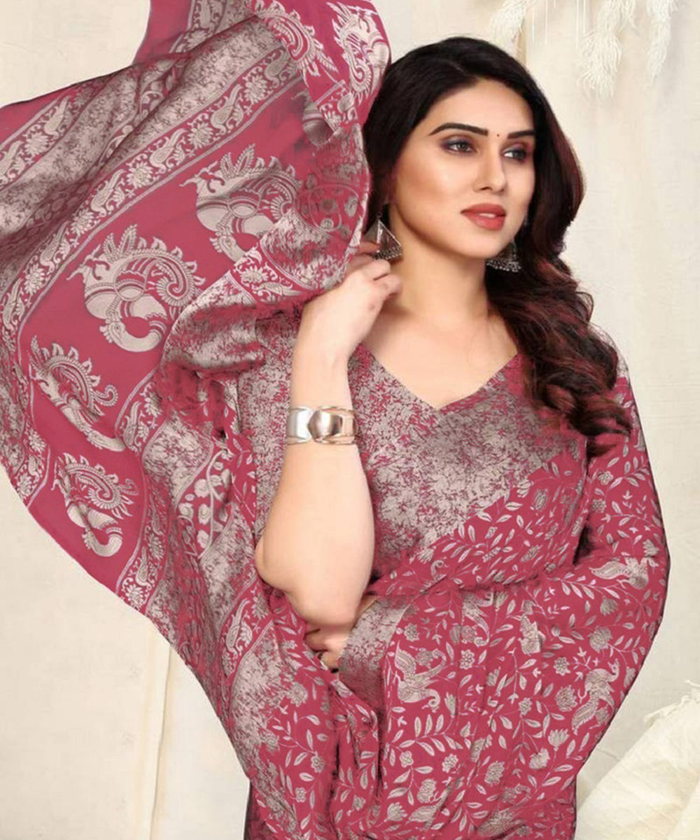 Saree Magenta Art Silk Zari