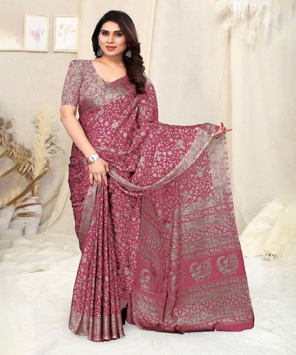 Saree Magenta Art Silk Zari