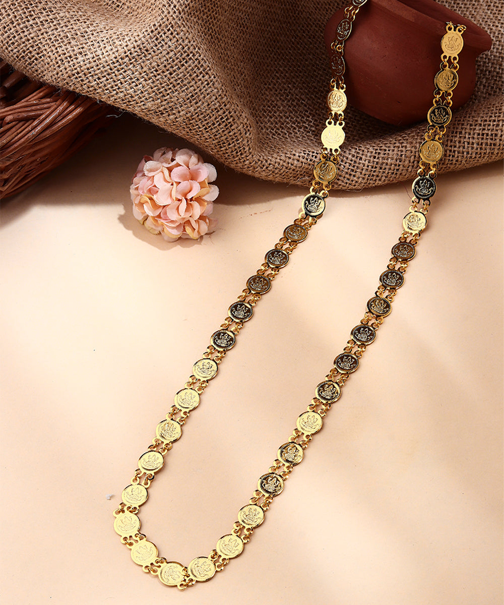 24 Inch Gold Plated Laxmi Motif Necklace