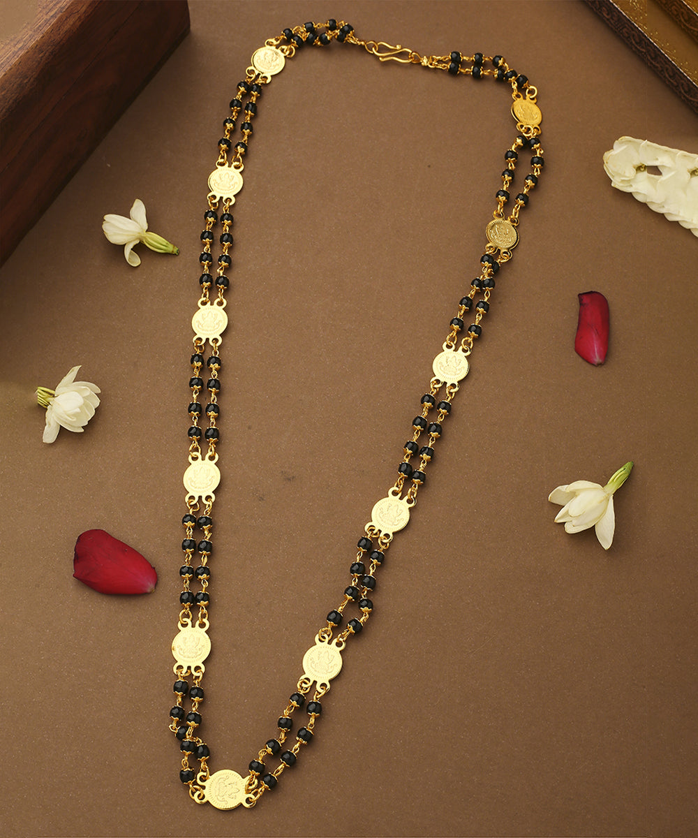 Laxmi Motif Mangalsutra with Gold Coins
