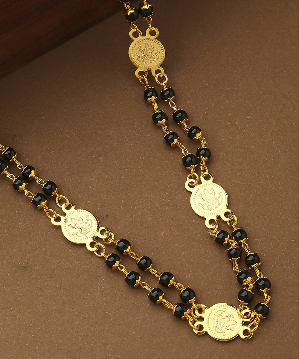 Laxmi Motif Mangalsutra with Gold Coins