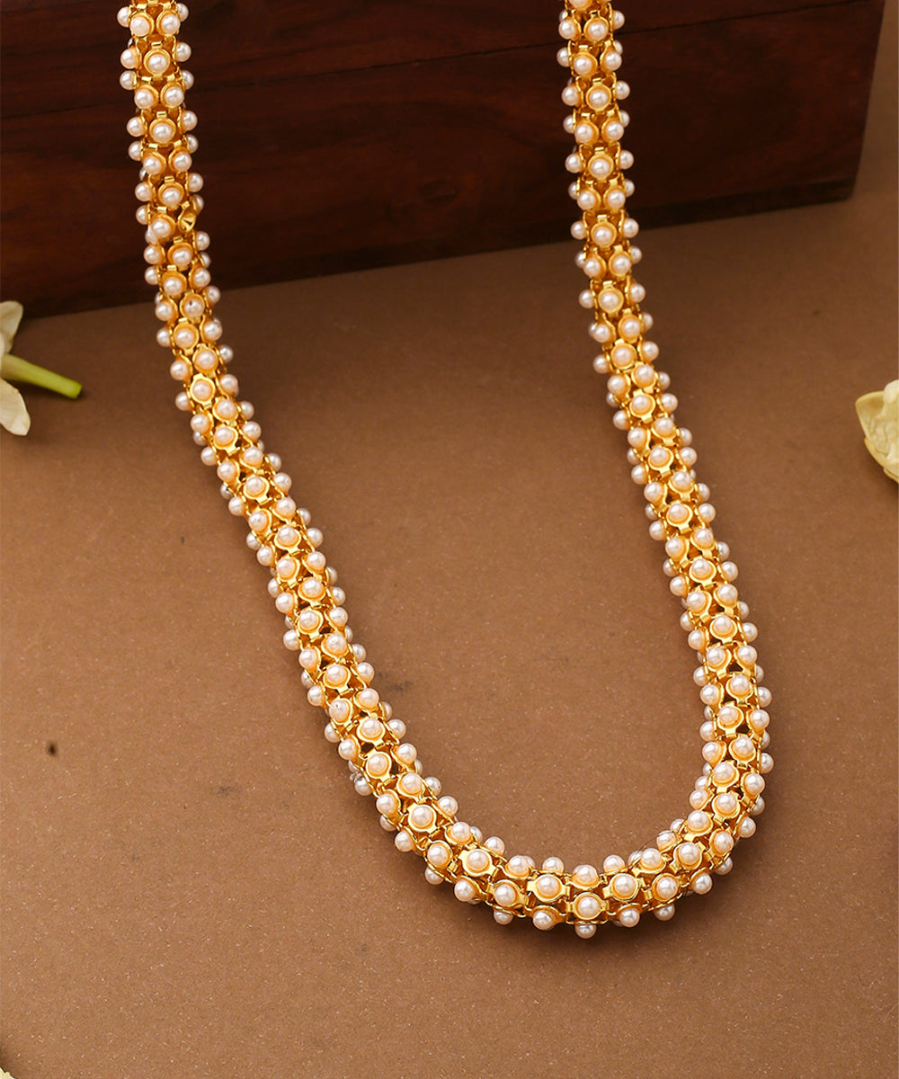 White Gold Beaded Necklace