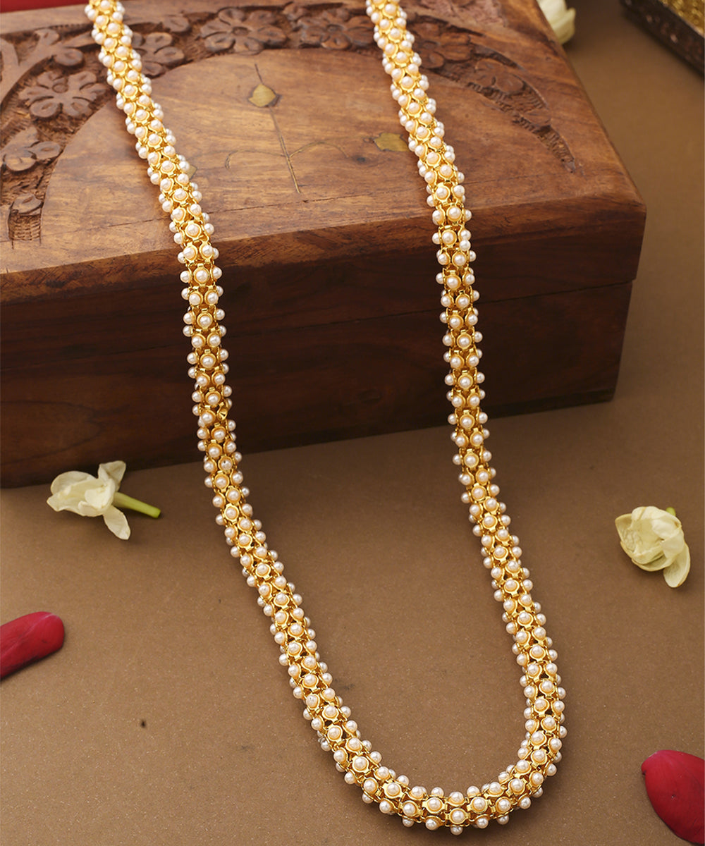 White Gold Beaded Necklace