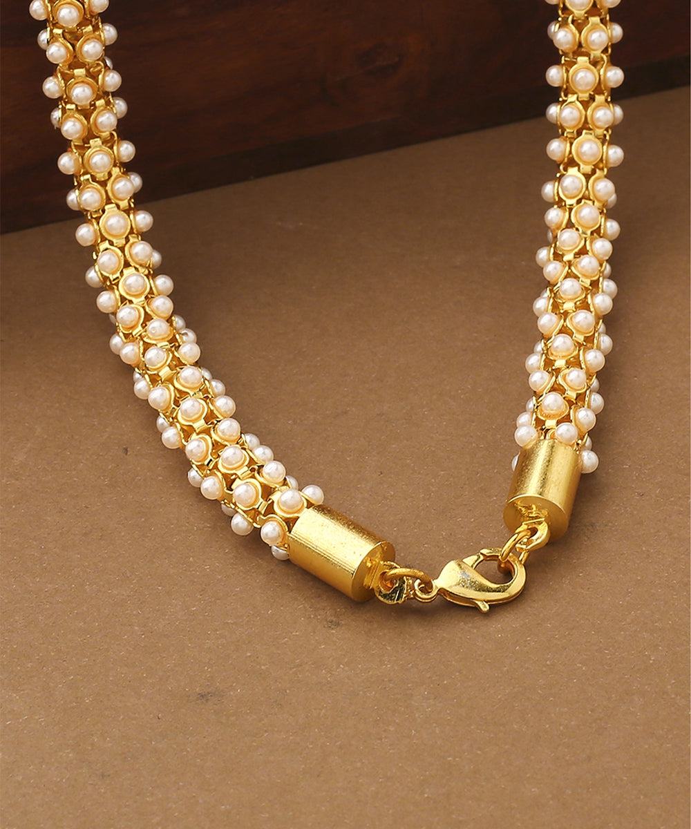 White Gold Beaded Necklace