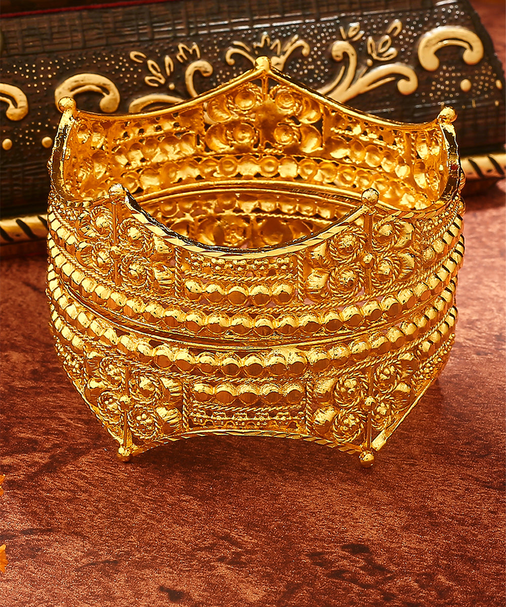 Gold Plated Wide Bangles Set
