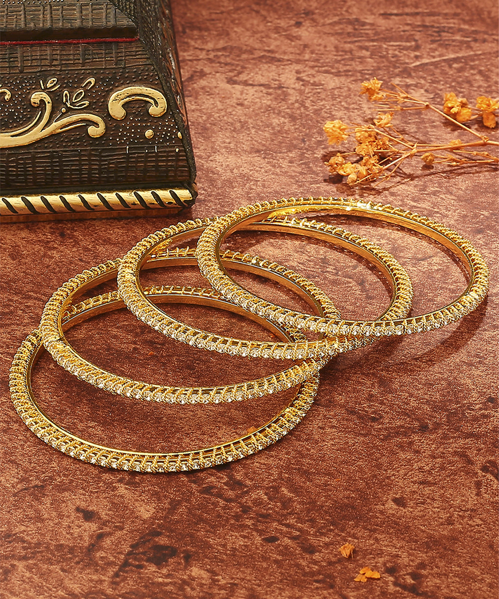 Gold and White Bead Bangles