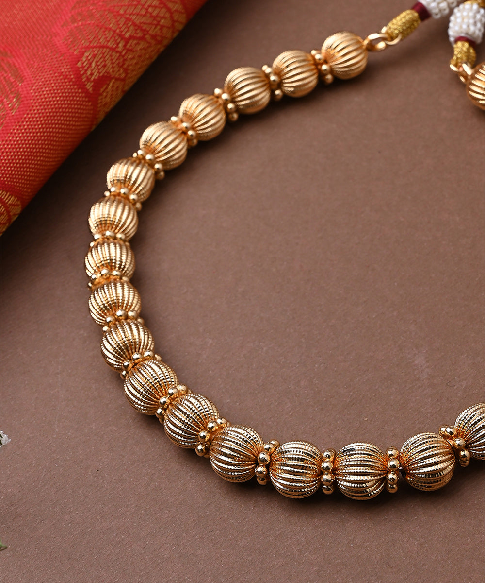Gold Plated Round Necklace Set With Earrings