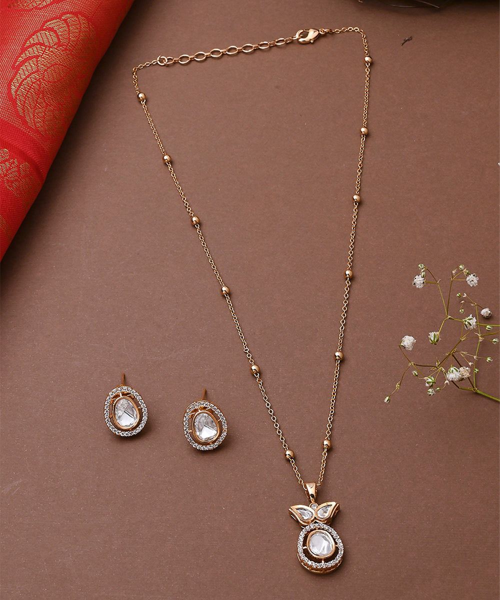 Single Stone Necklace Set With Earrings