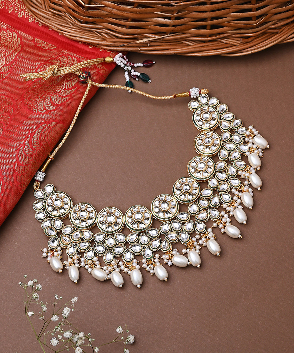 Multicolour Gold Plated Necklace Set with Earrings