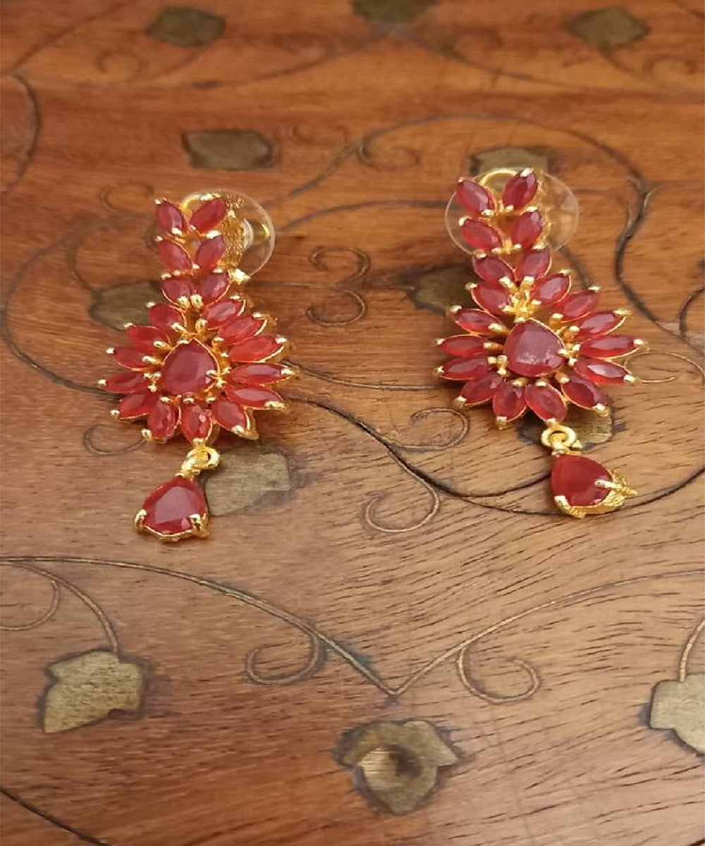 Vibrant Orange Stone Necklace and Matching Pendant Earrings Set