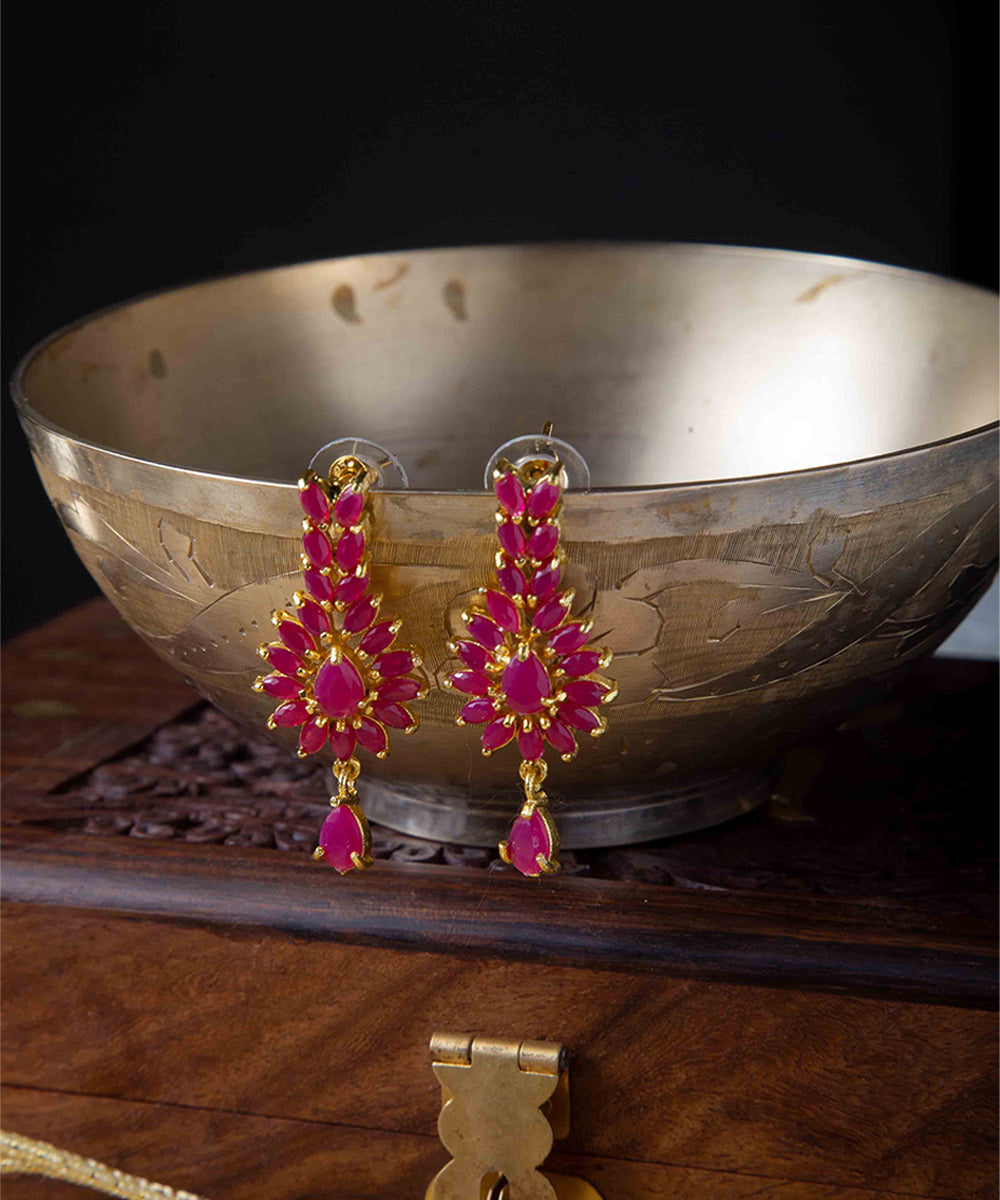 Vibrant Orange Stone Necklace and Matching Pendant Earrings Set