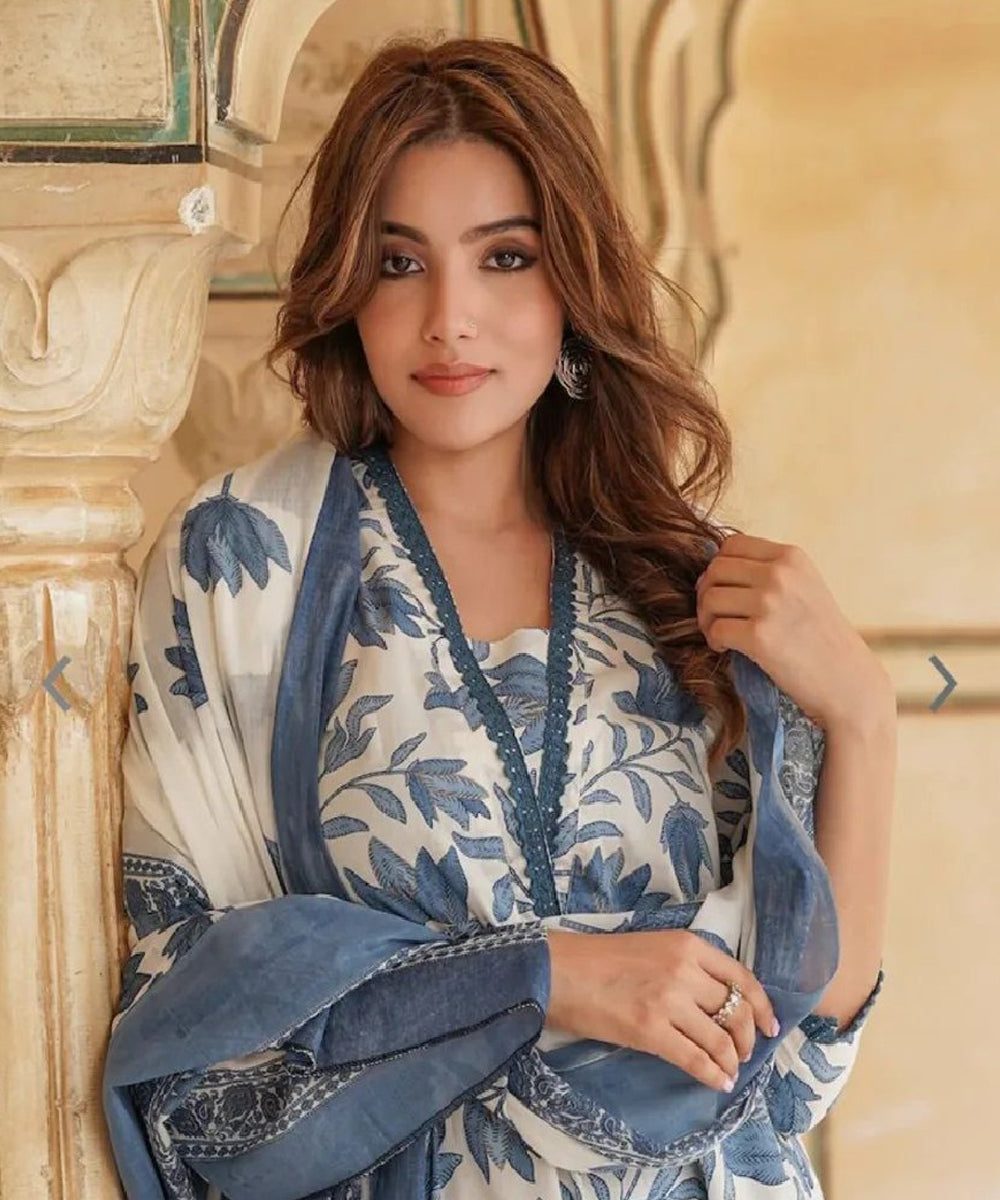 Kurta Set Off White Printed