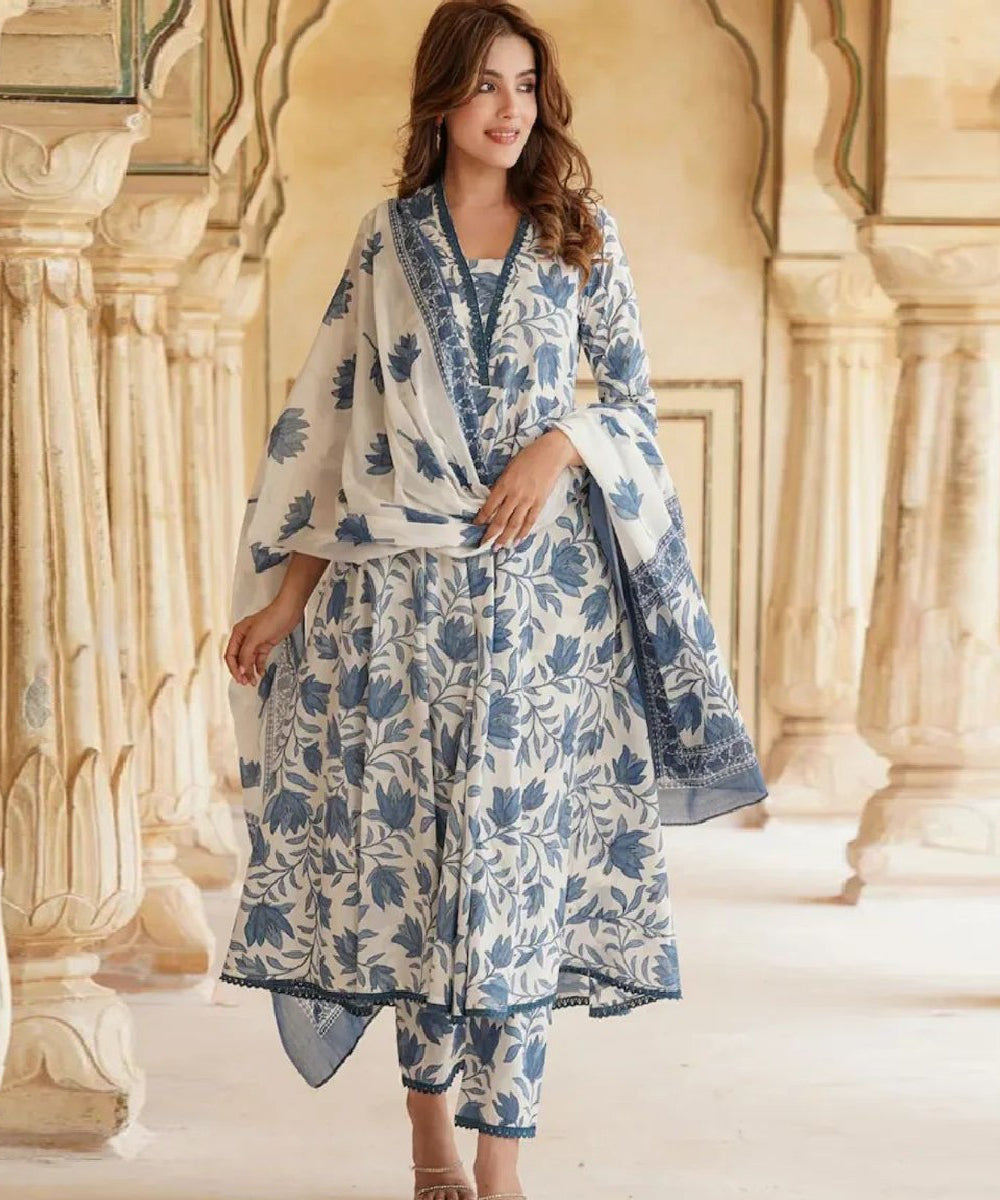 Kurta Set Off White Printed