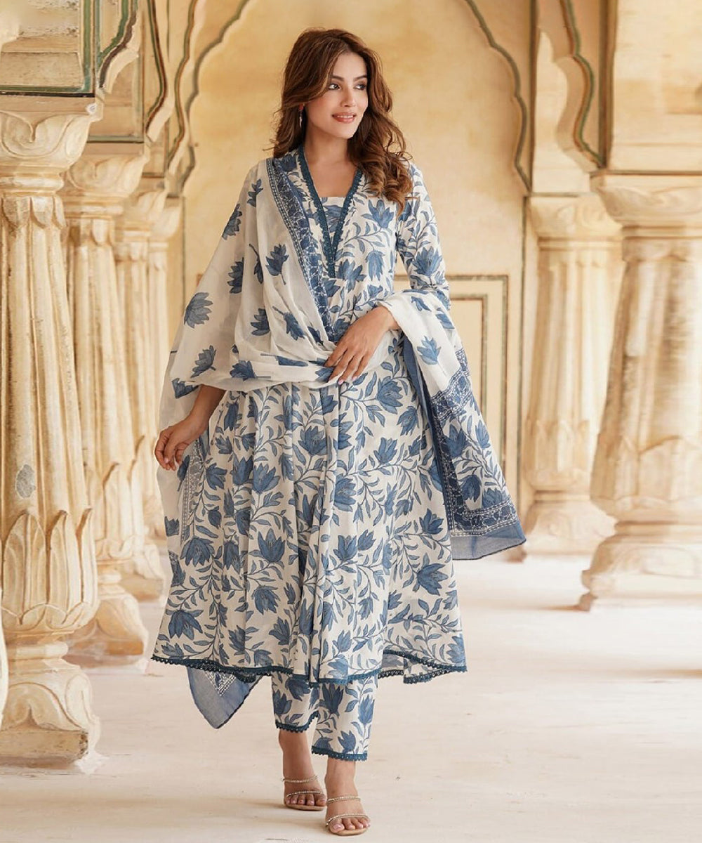 Kurta Set Off White Printed