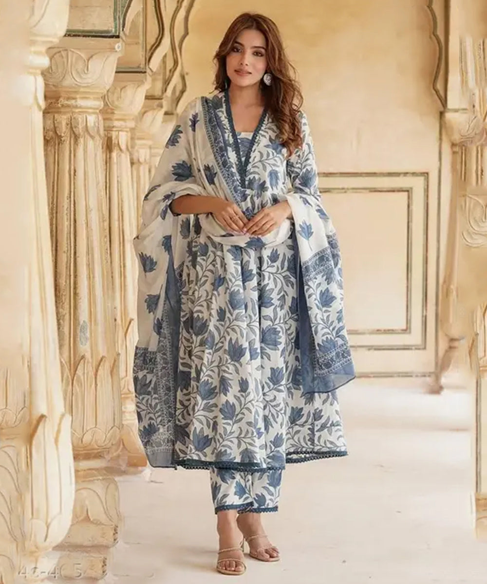 Kurta Set Off White Printed