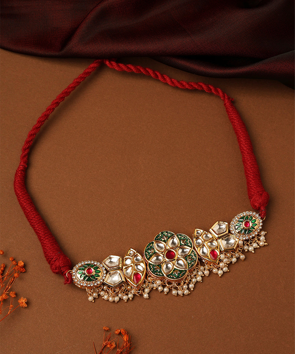 Kundan Choker Set with Meenakari Work