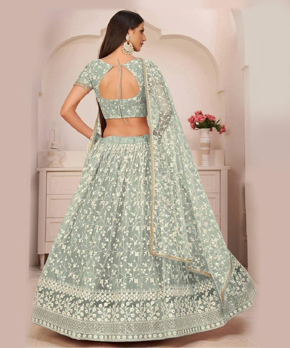 Lehenga Pista Green Wedding Unstitched