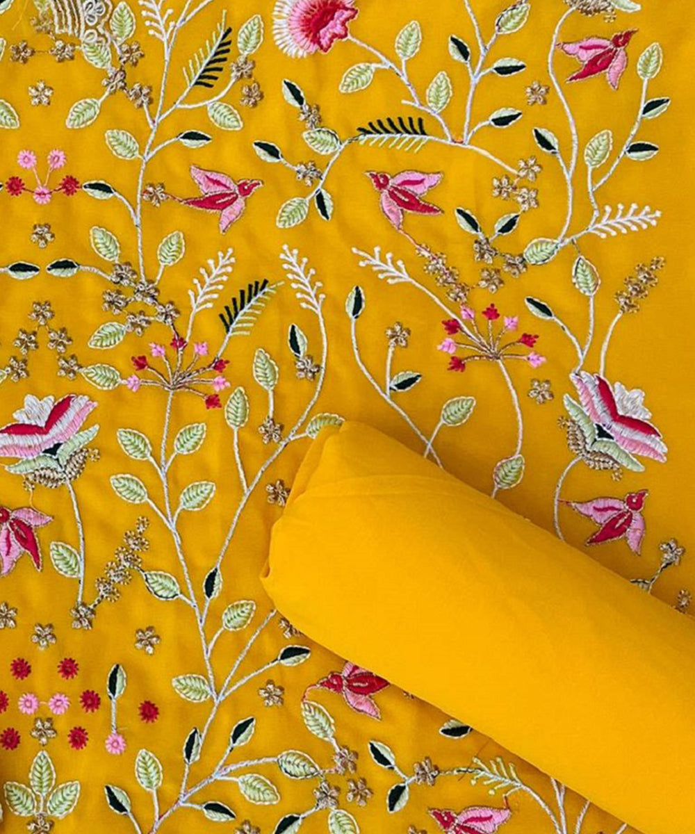 Punjabi Suit Yellow Georgette
