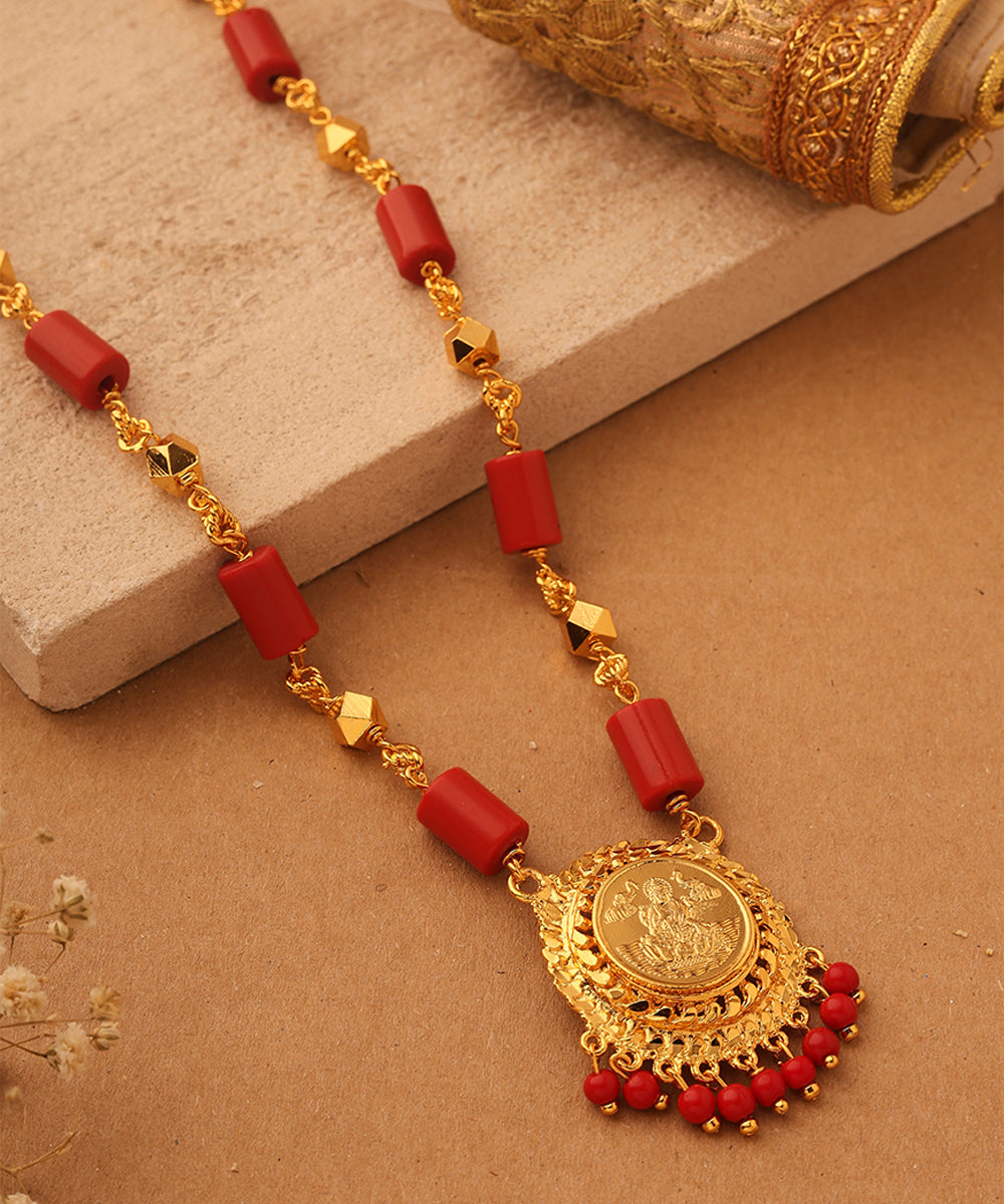 Necklace Red Lakshmi Beads