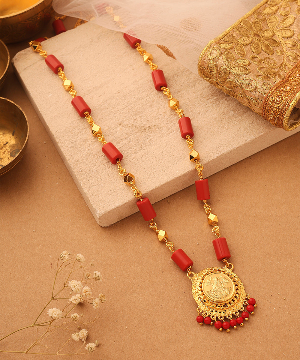Necklace Red Lakshmi Beads