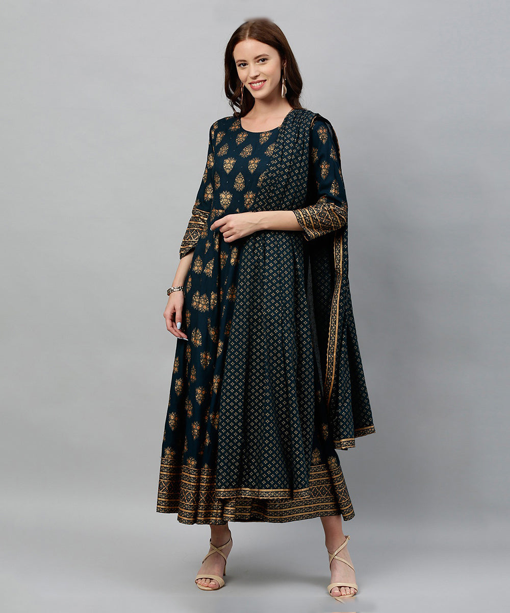 Salwar Suit Teal Cotton