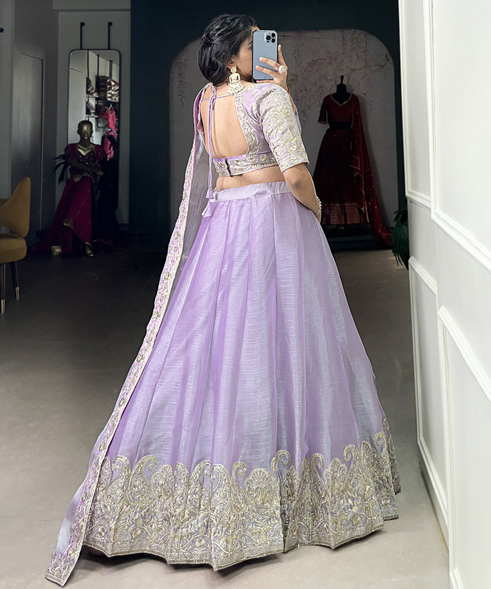 Women's Embroidered Lehenga Choli Set with Thread Detailing Unstitched