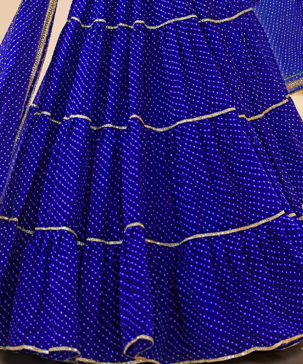 Blue Printed Georgette Lehenga Choli with Vibrant Patterns Unstitched