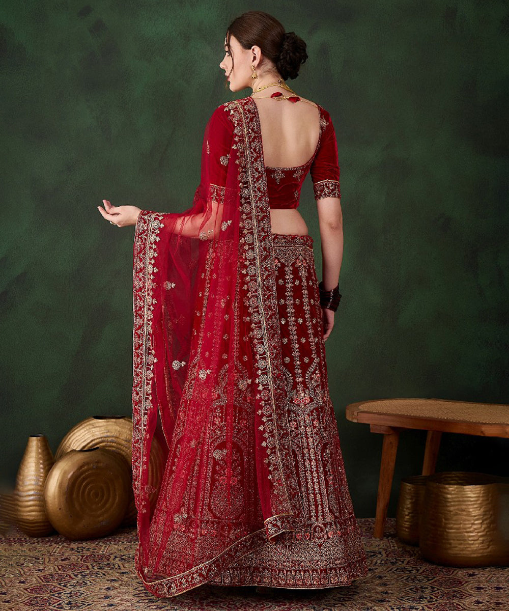 Maroon Bridal Lehenga Choli with Traditional Elegance Unstitched