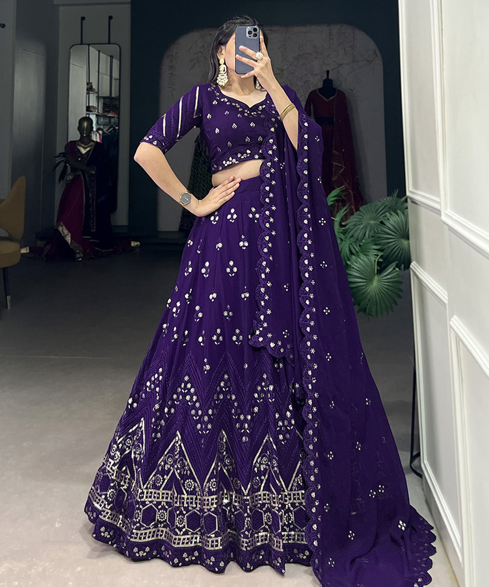 Women's Sequins Work Lehenga Choli Set with Exquisite Detailing Unstitched