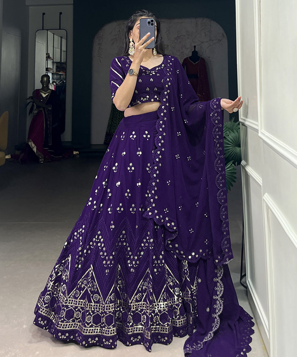 Women's Sequins Work Lehenga Choli Set with Exquisite Detailing Unstitched