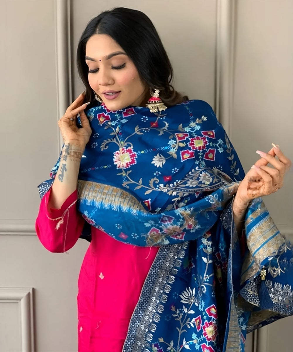 Salwar Pink Viscose Embroidery