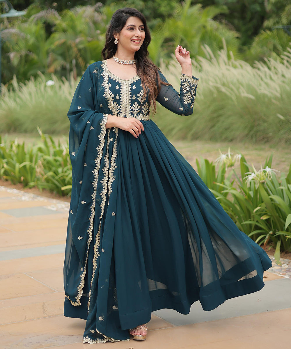 Salwar Rama Zari Sequins Work