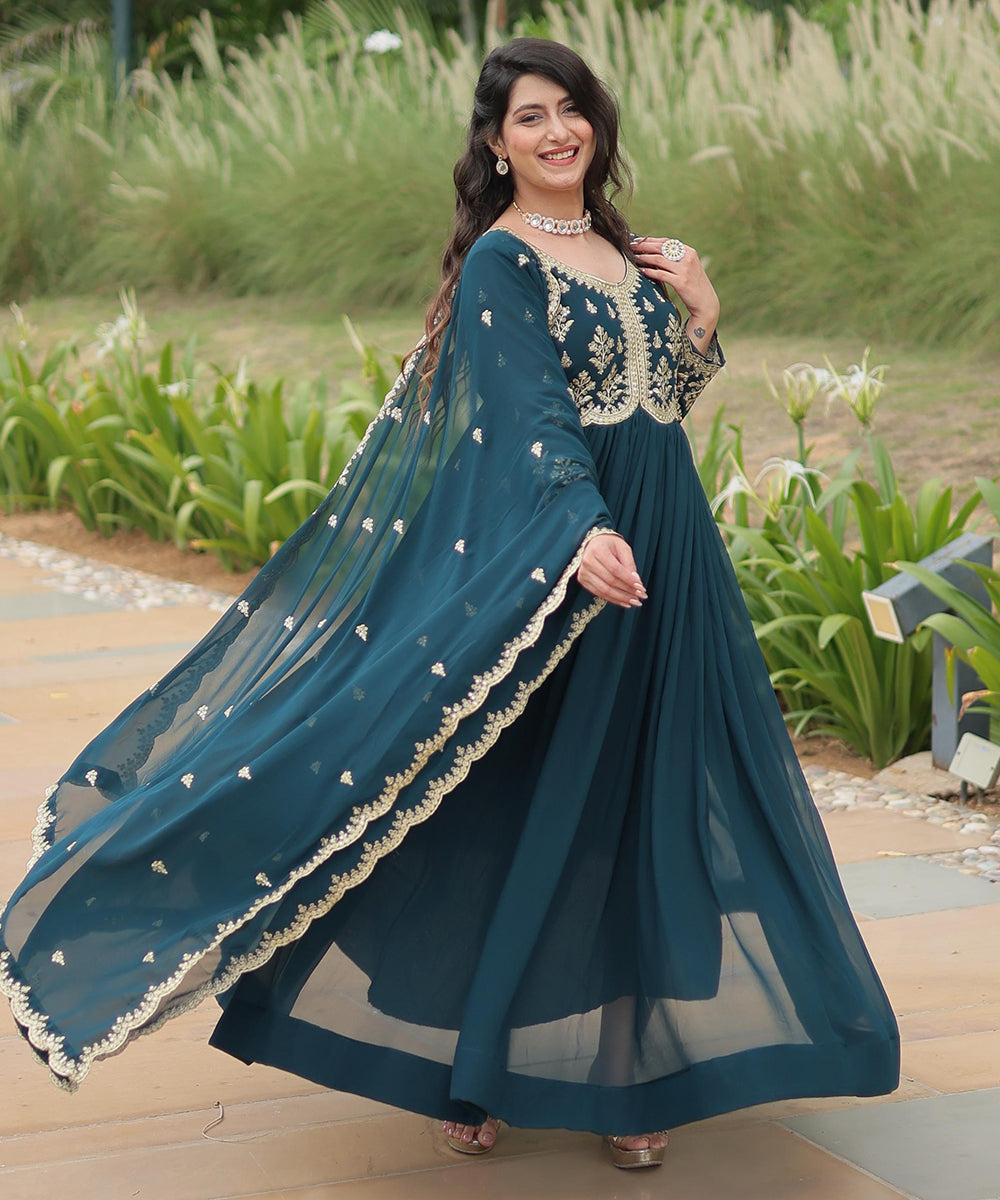 Salwar Rama Zari Sequins Work