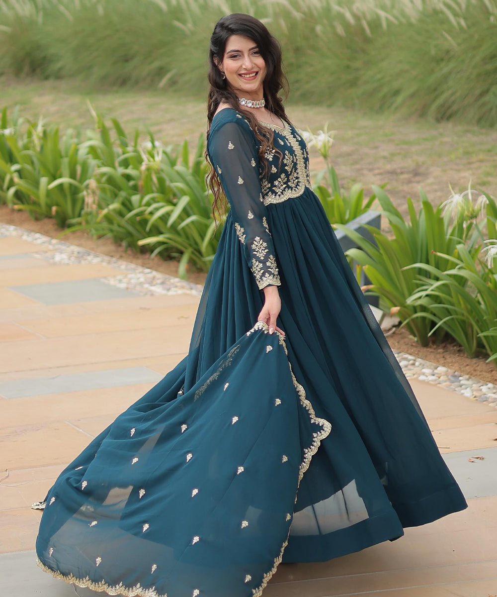 Salwar Rama Zari Sequins Work