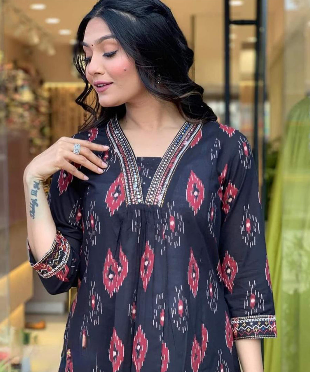 Salwar Black Cotton Print