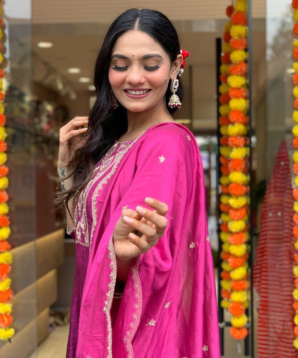 Kurta Pink Zari Embroidery
