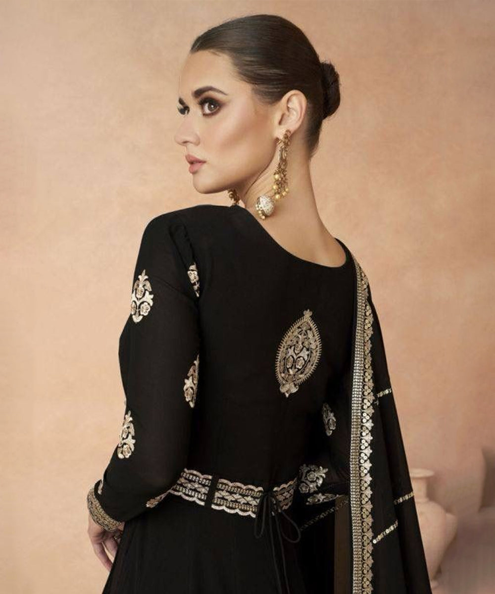 Anarkali Black Georgette Work