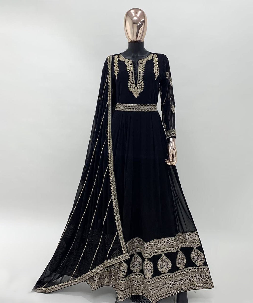 Anarkali Black Georgette Work