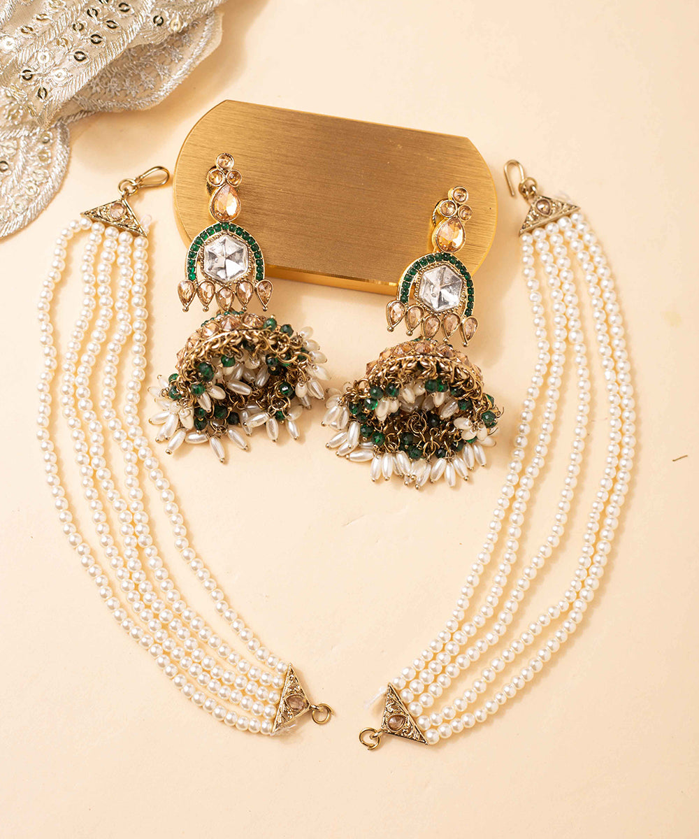 Jhumkas Diamond Pearl Green