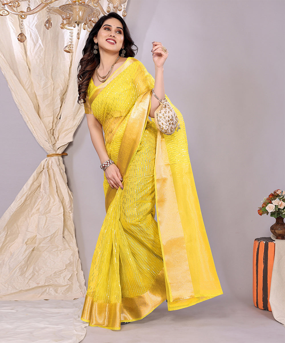 Saree Yellow Banarasi Art Silk