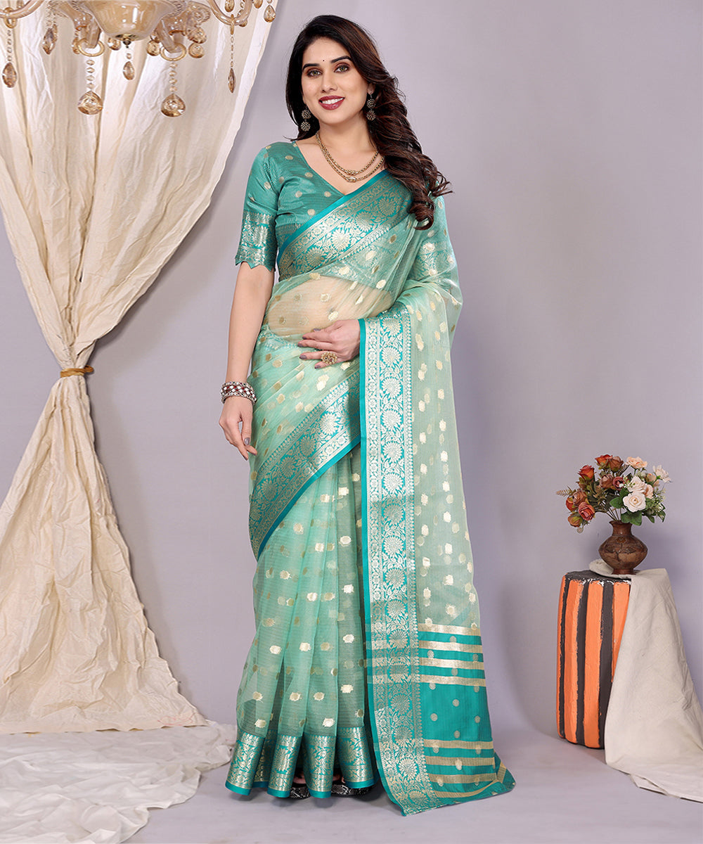 Saree Sea Green Banarasi Silk