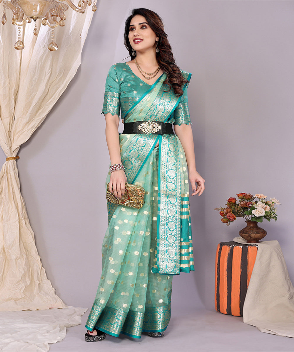 Saree Sea Green Banarasi Silk