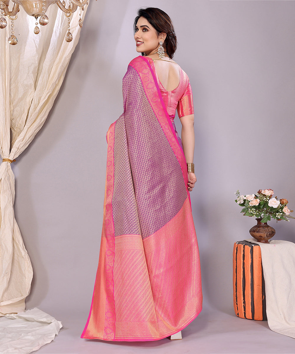 Saree Royal Pink Purple Banarasi