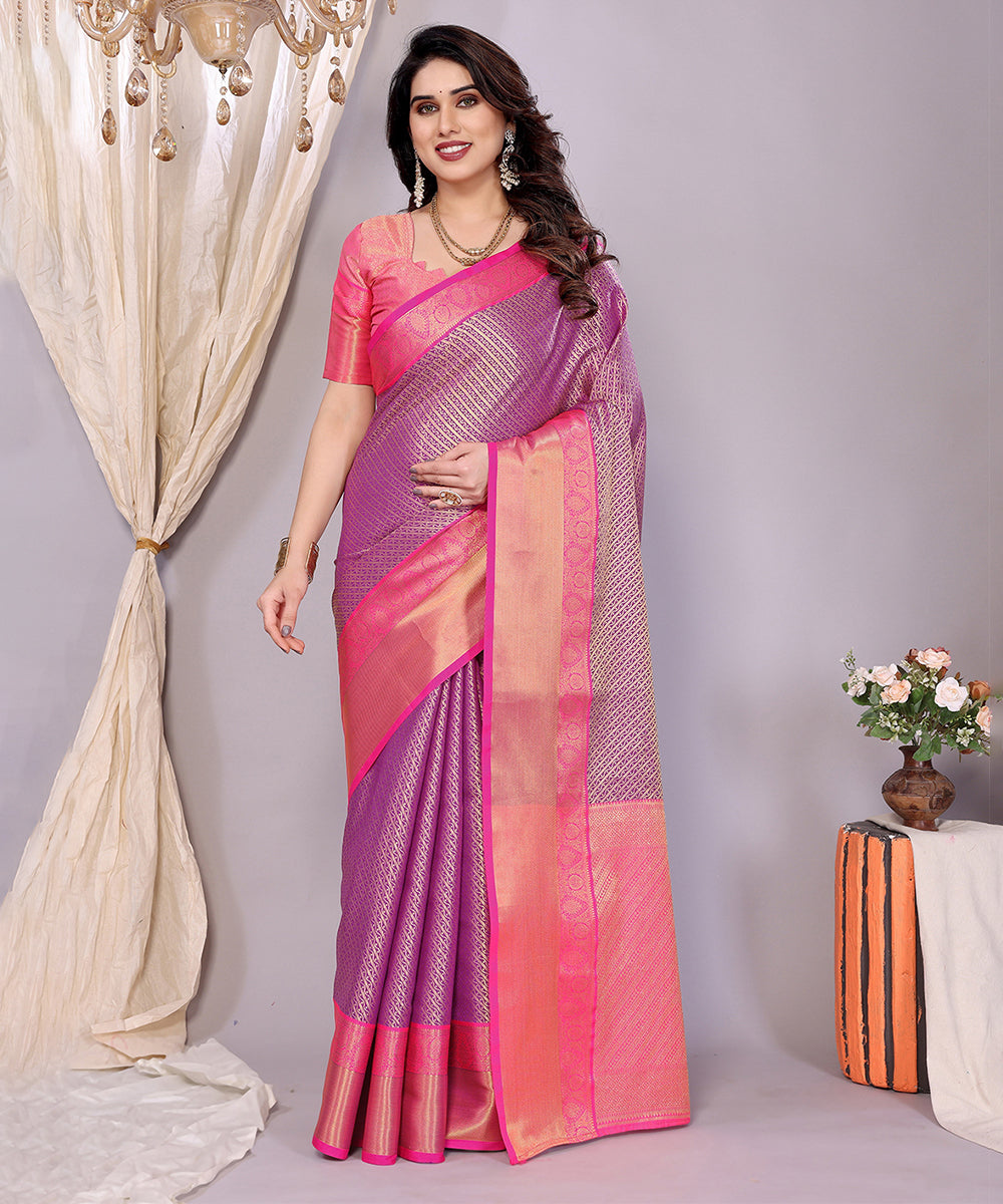 Saree Royal Pink Purple Banarasi